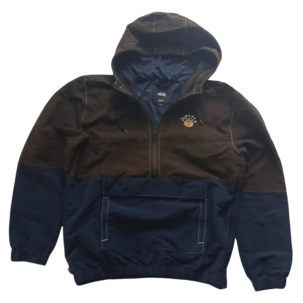 Vans Jupiter Zion Wright Windbreaker Pullover Medium Brown Navy Skater Hoodie